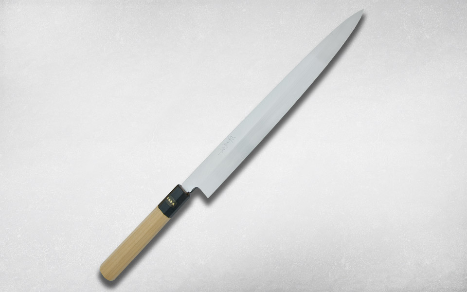 фото Нож кухонный янагиба 270 мм, masahiro, 15020, сталь широгами, магнолия, коричневый