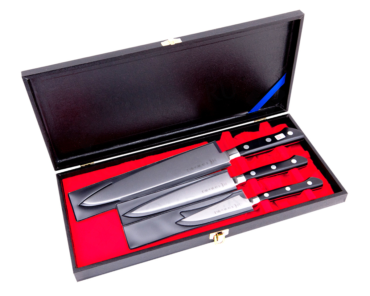 Набор из 3-х кухонных ножей, Tojiro, сталь VG-10, DP-GIFTSET-A, в подарочной упаковке