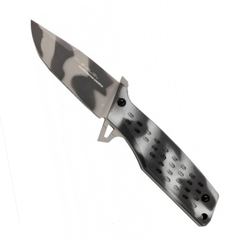фото Нож с фиксированным клинком fox n.e.r.o urban winter, сталь n690, рукоять стеклотекстолит g-10, камуфляж