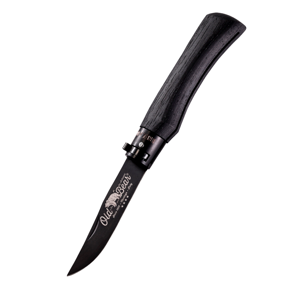 Складной нож Antonini Old Bear® Black Laminated Wood XL, сталь 420 PTFE покрытие, рукоять стабилизированная древесина, Black Anodized Aluminium Safety Ring от Ножиков