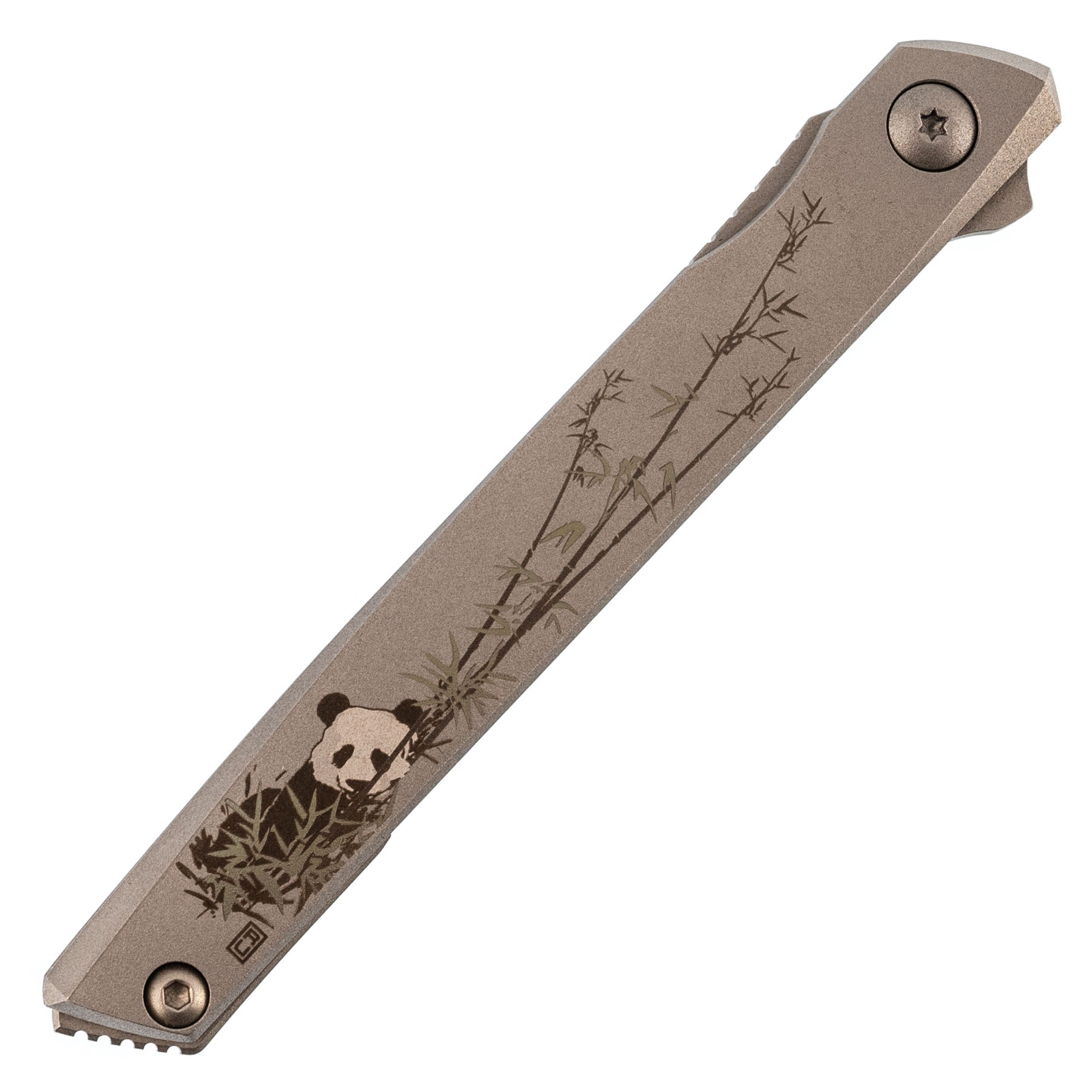 Складной нож N.C.Custom Stylus Панда, сталь AUS-10, рукоять сталь - фото 7