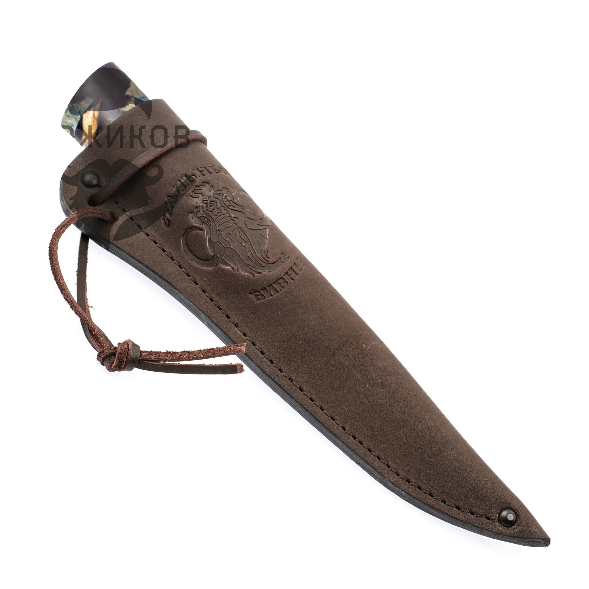 Нож Якутский средний, сталь Х12МФ, стабилизированная крошка зуба мамонта - фото 5