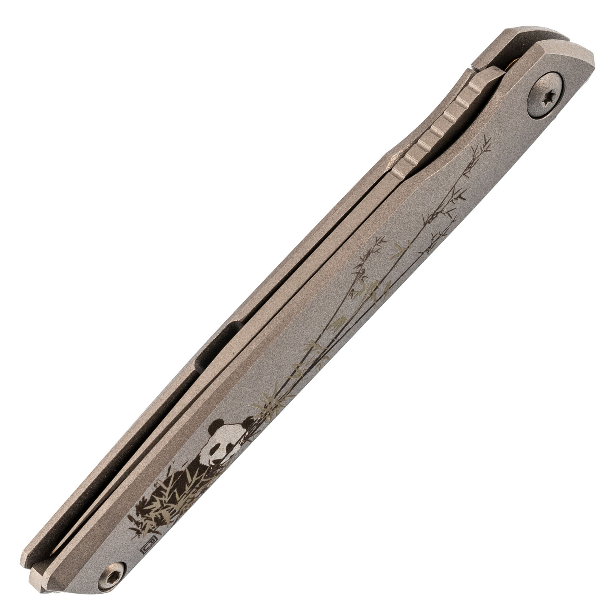 Складной нож N.C.Custom Stylus Панда, сталь AUS-10, рукоять сталь - фото 8