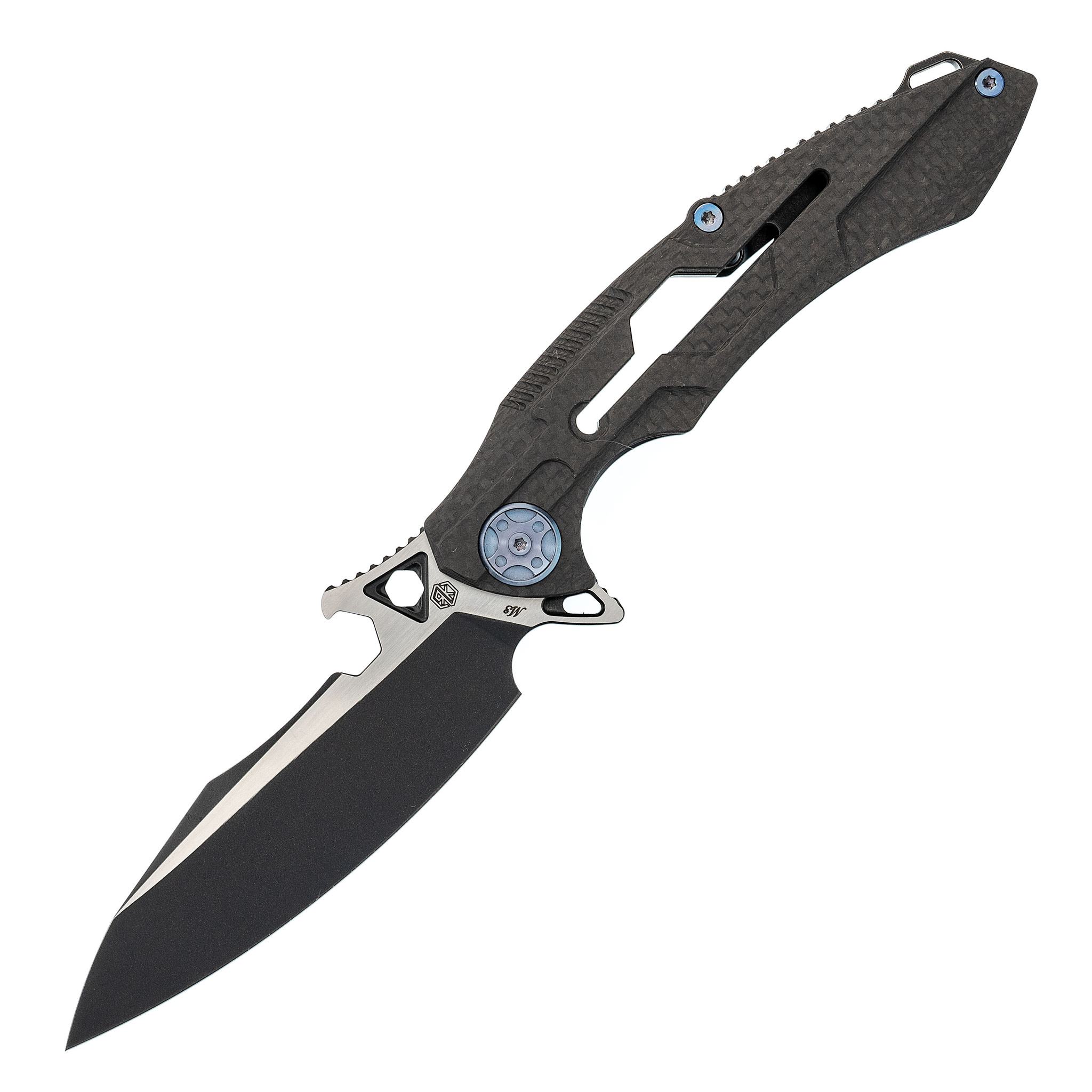 фото Нож складной rikeknife m3 black, сталь 154cm, рукоять титан/carbon fiber