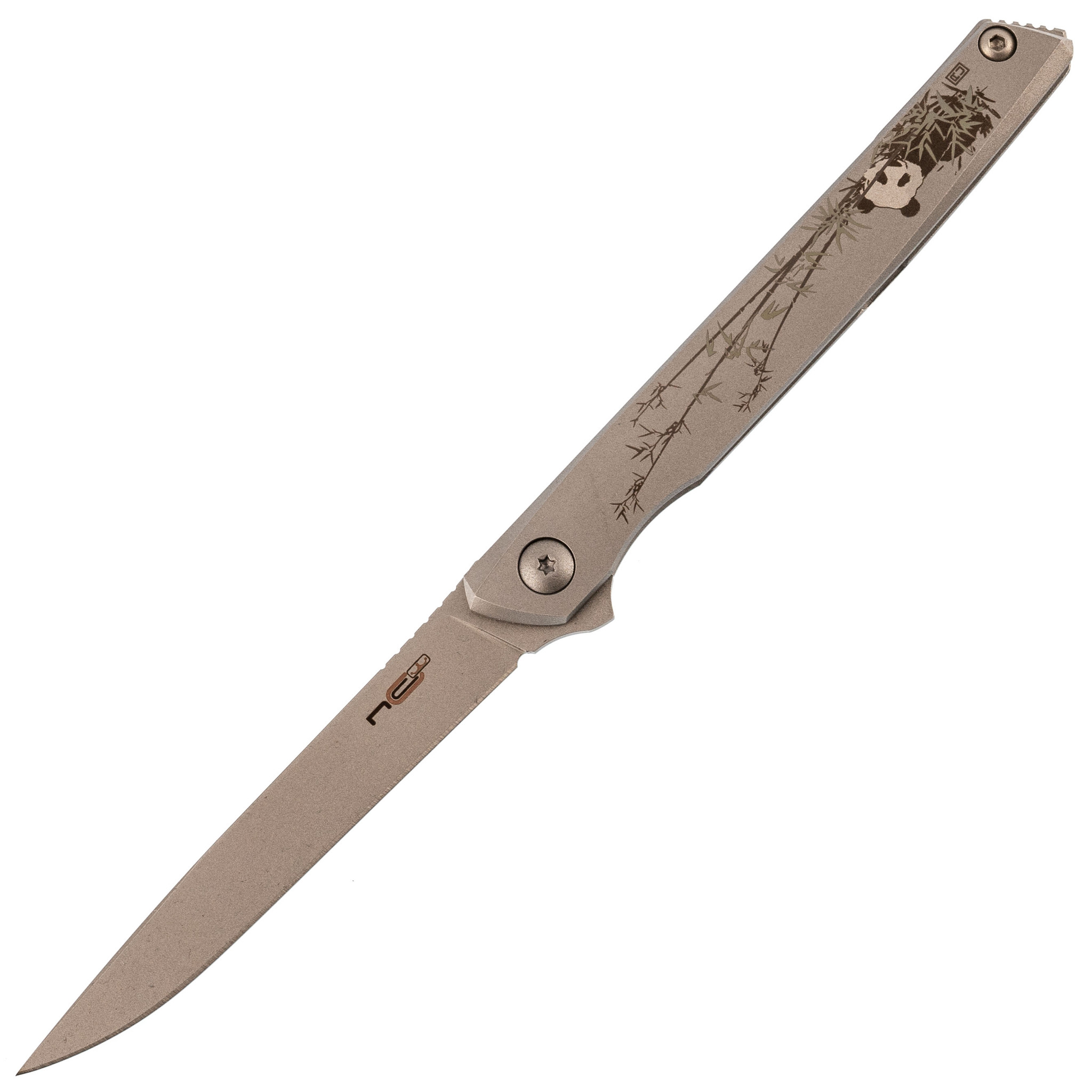 Складной нож N.C.Custom Stylus Панда, сталь AUS-10, рукоять сталь - фото 1