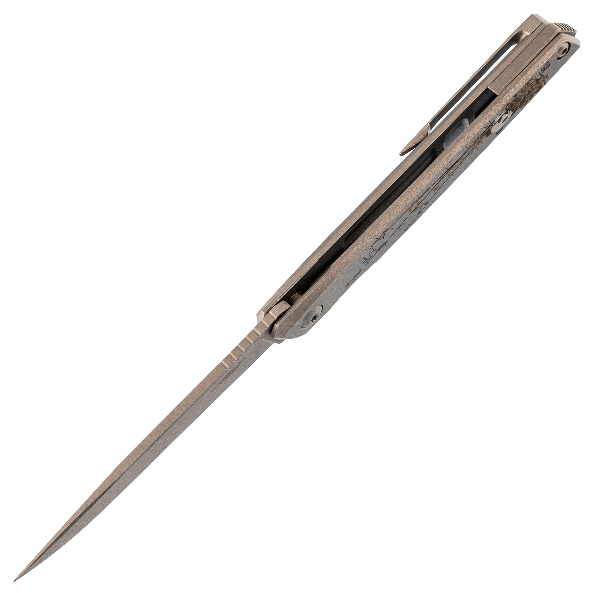 Складной нож N.C.Custom Stylus Панда, сталь AUS-10, рукоять сталь - фото 2
