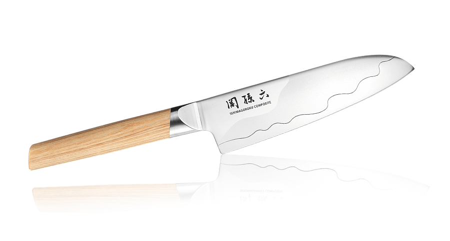 фото Нож кухонный сантоку kai seki magoroku composite 165 мм, сталь vg-max, рукоять дерево tojiro