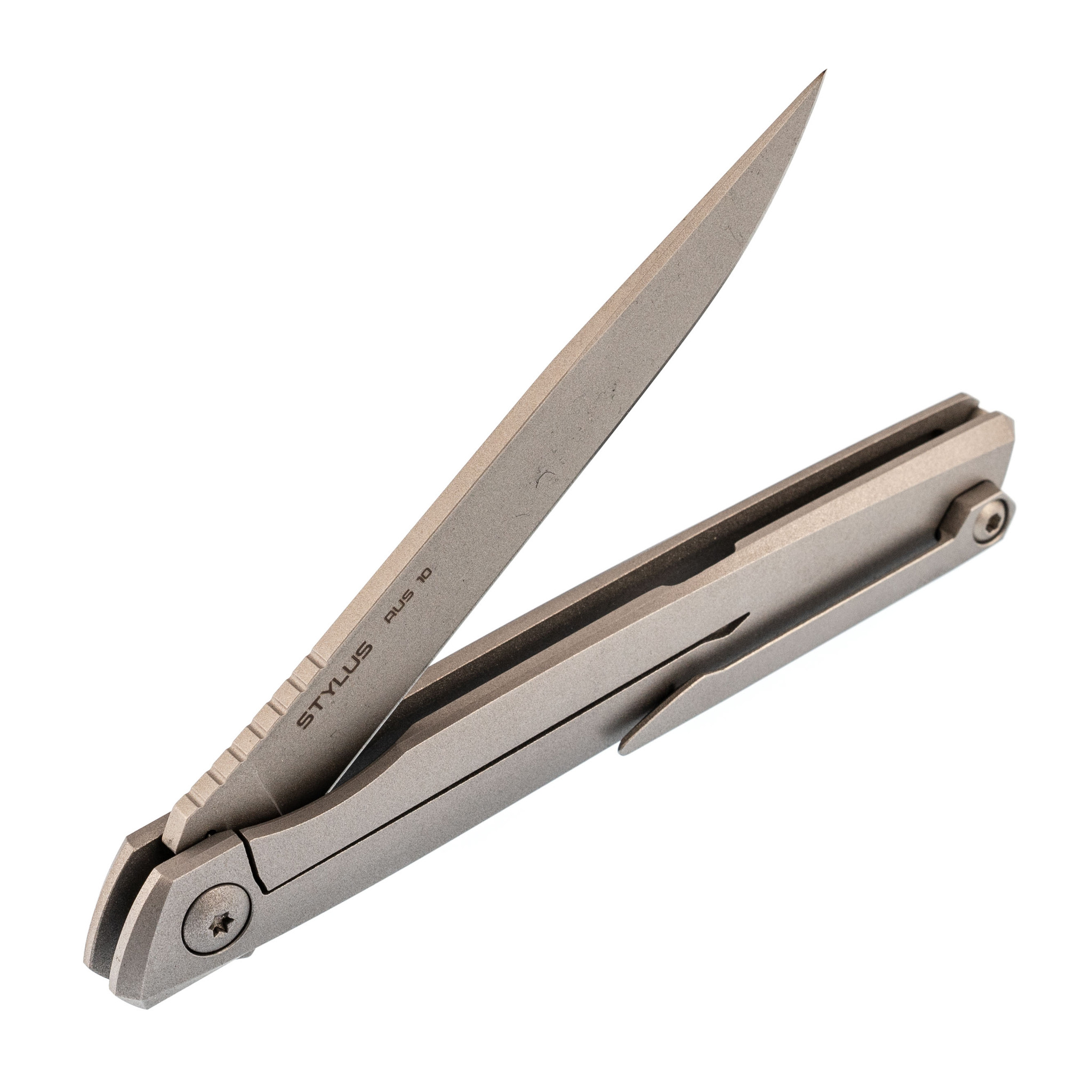 Складной нож N.C.Custom Stylus Панда, сталь AUS-10, рукоять сталь - фото 5