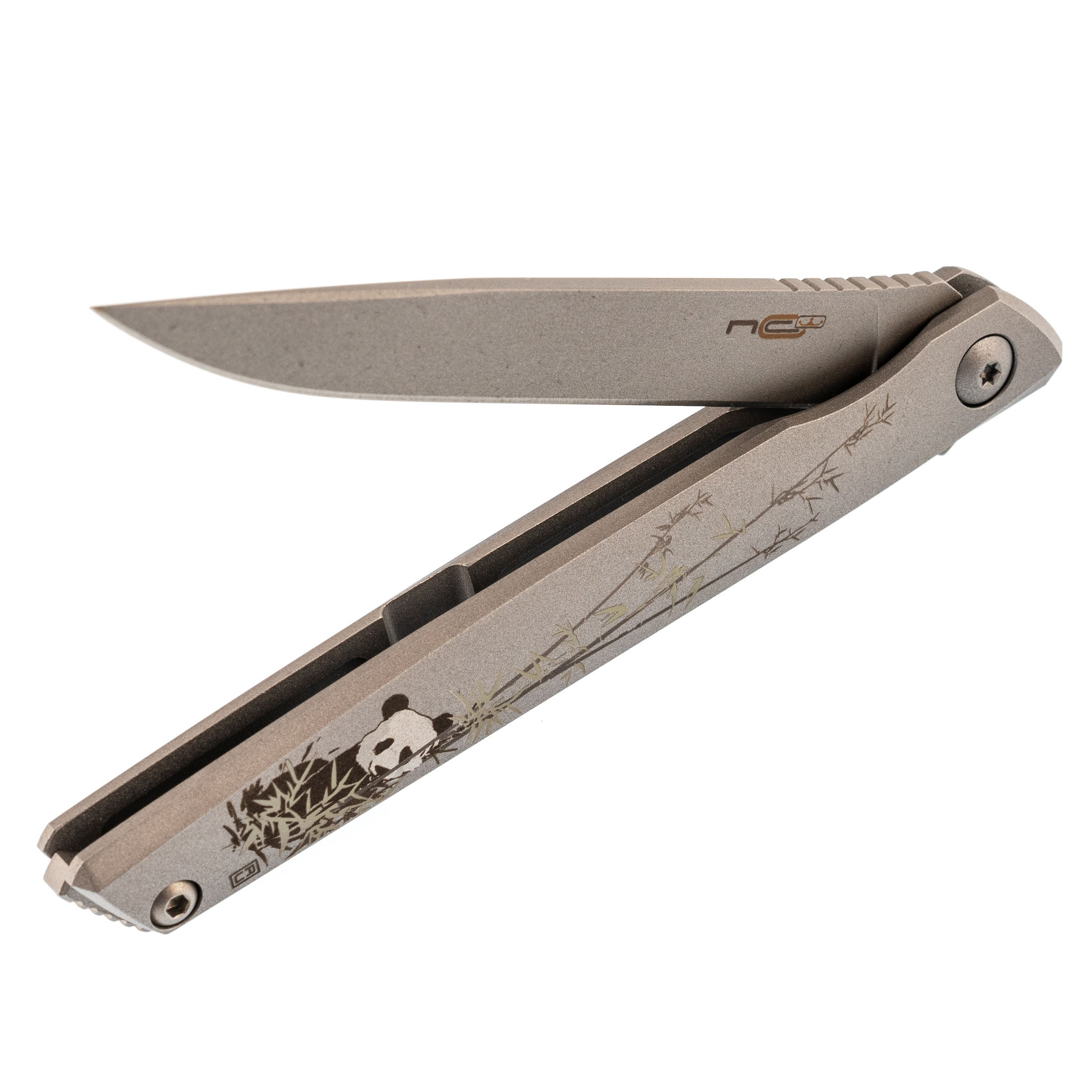 Складной нож N.C.Custom Stylus Панда, сталь AUS-10, рукоять сталь - фото 6