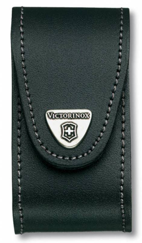 Чехол Victorinox 4.0521.3B1 кожаный с застежкой Velkro для ножей 91мм 5-8 уровней в блистере черный - фото 1