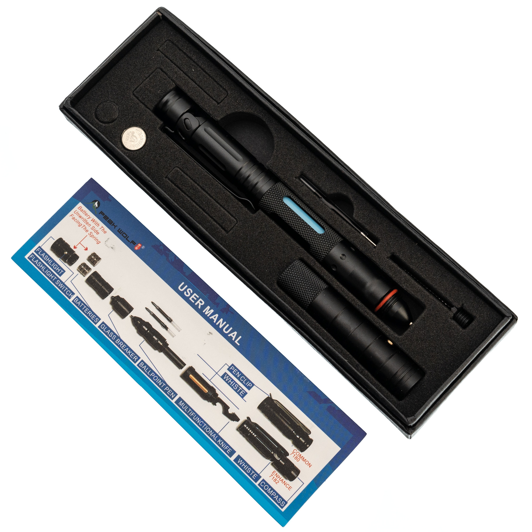 Многофункциональная ручка для выживания с фонариком 11 в 1, синяя - фото 10