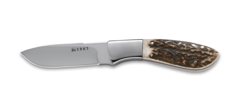 фото Нож с фиксированным клинком crkt grandpa's favorite, сталь 12c27 sandvik, рукоять резной олений рог