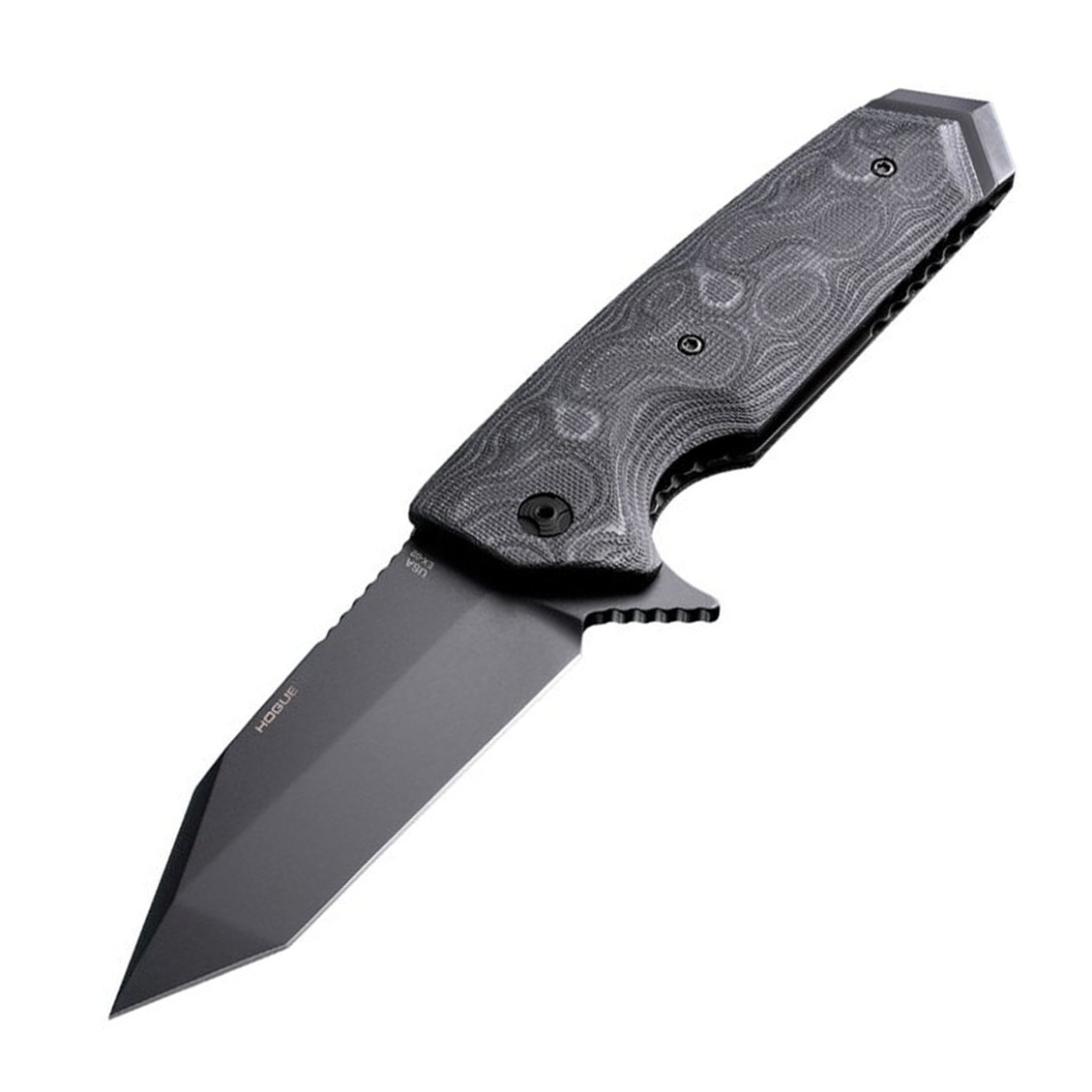 Нож складной туристический Hogue EX-02 Tanto, сталь 154CM, рукоять стеклотекстолит G-Mascus®, чёрный складной нож автоматический hogue ex 04 wharncliffe сталь 154cm рукоять стеклотекстолит g mascus®
