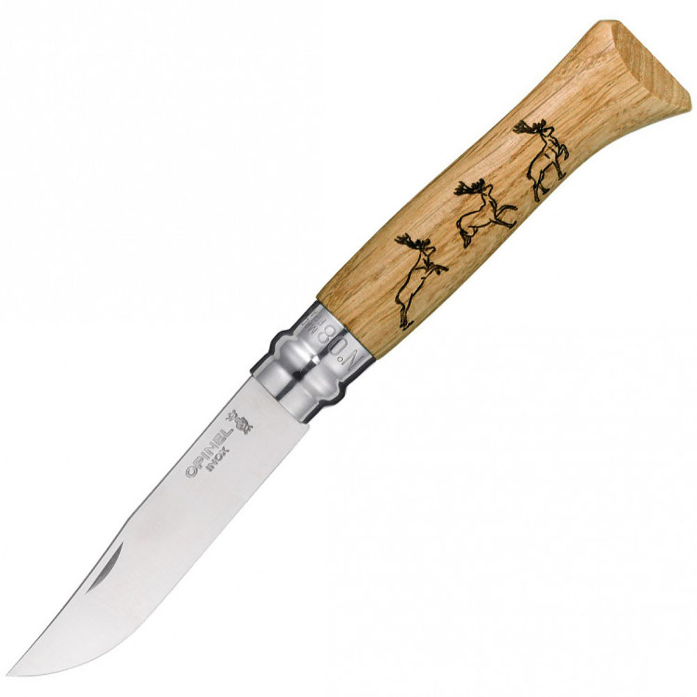 Складной Нож Opinel №8 VRI Animalia Deer, нержавеющая сталь Sandvik 12C27, 001620, гравировка олень