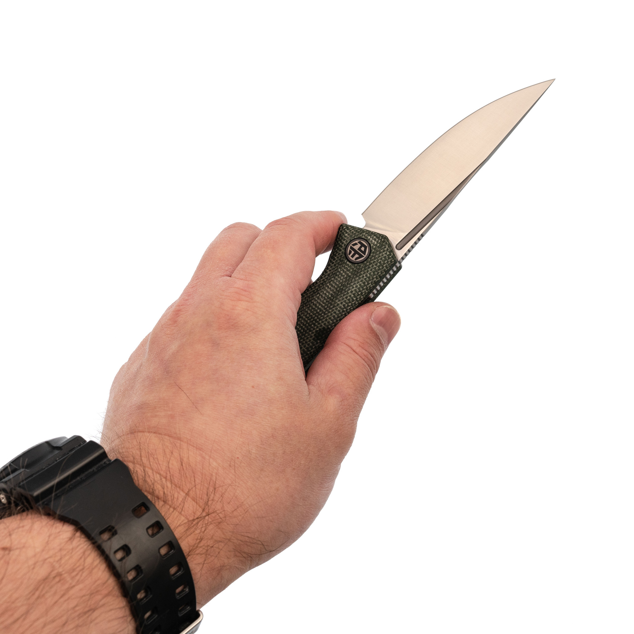 Складной нож Petrified Fish Viking, сталь K110, рукоять микарта, зеленый - фото 8