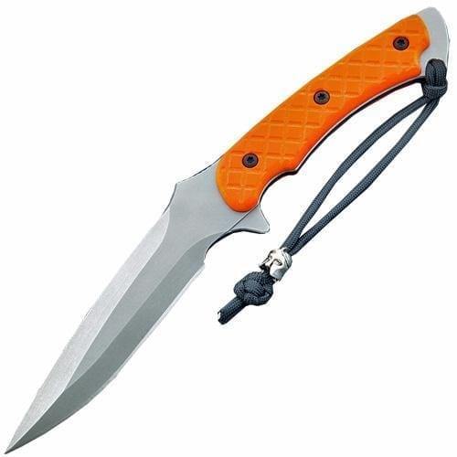 фото Нож с фиксированным клинком spartan blades ares, клинок stonewash, сталь cpm-s35vn, рукоять оранжевая микарта, чехол черный