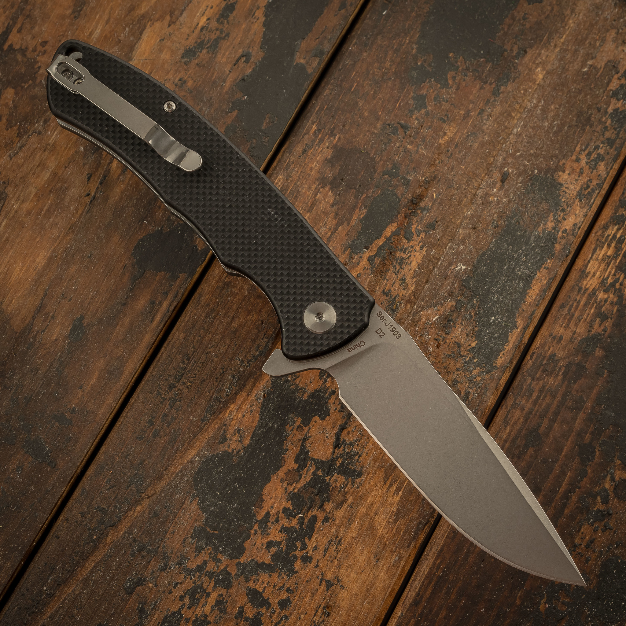 Складной нож CJRB Taiga, сталь D2, Black G10 - фото 5
