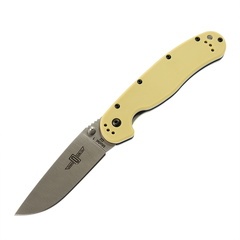 Фото Нож складной Ontario RAT-1, сталь D2, Satin, рукоять термопластик GRN, tan