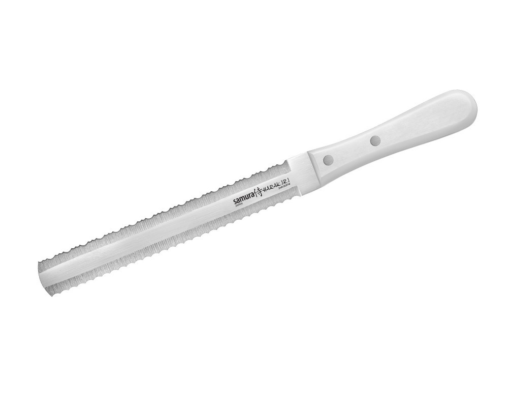 фото Набор из 3-х кухонных ножей (универсальный, для замороженных продуктов, шеф) samura "harakiri" (shr-0230w) white, сталь aus-8, рукоять abs-пластик