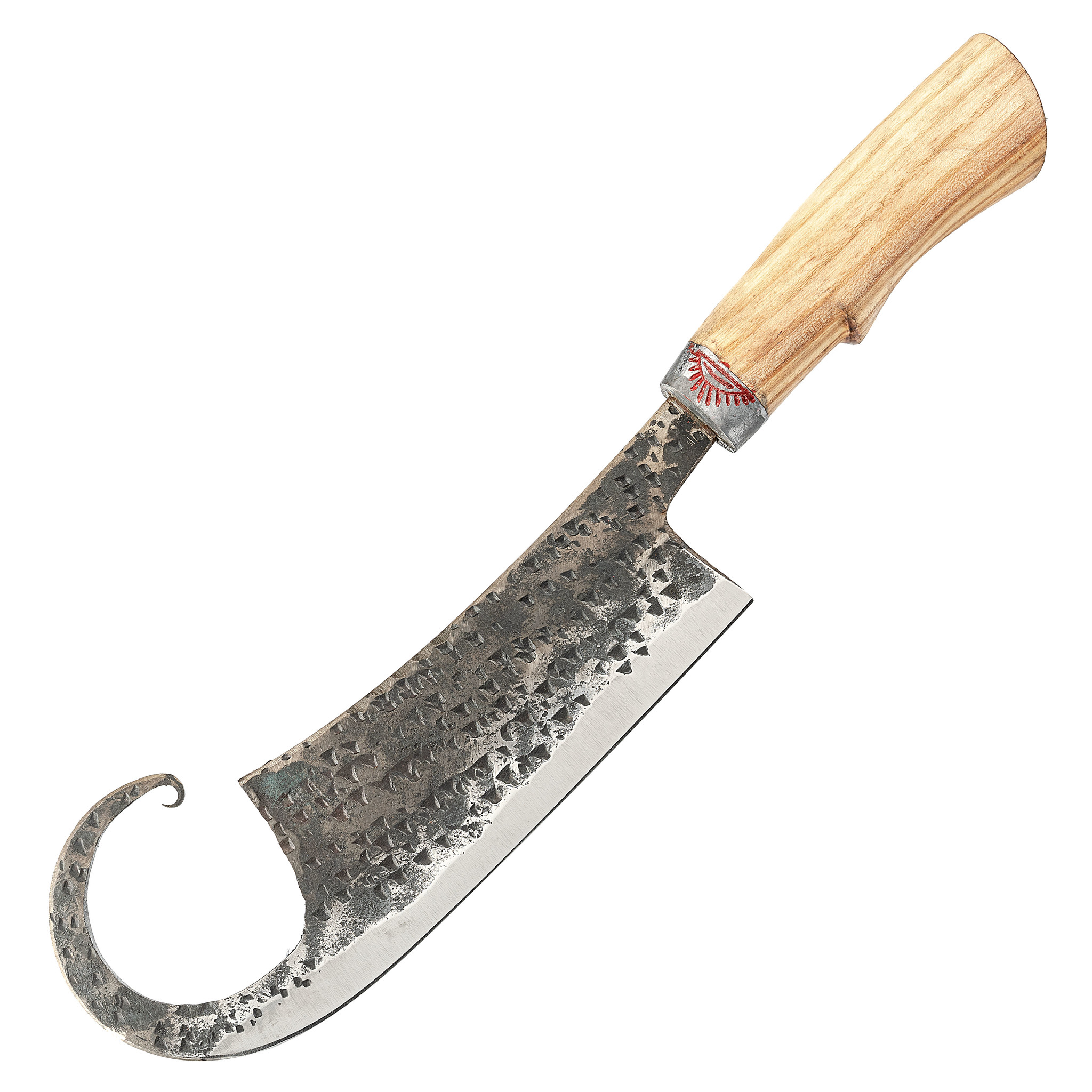 фото Топорик для мяса гиймякеш "след ковки", рукоять орех, гарда олово гравировка узбекские ножи