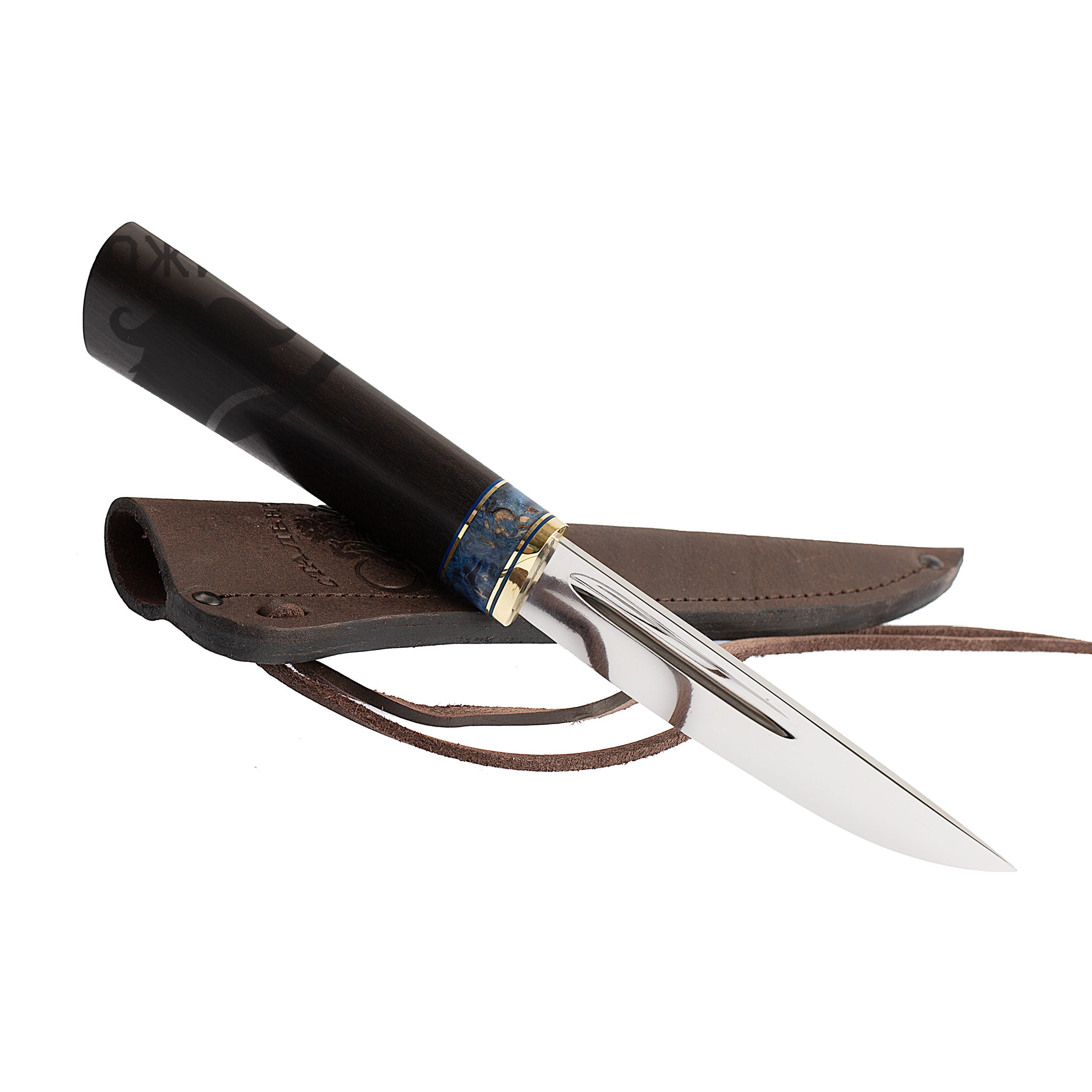 Нож Якутский средний, сталь Х12МФ, граб, вставка стабилизированная карельская береза от Ножиков