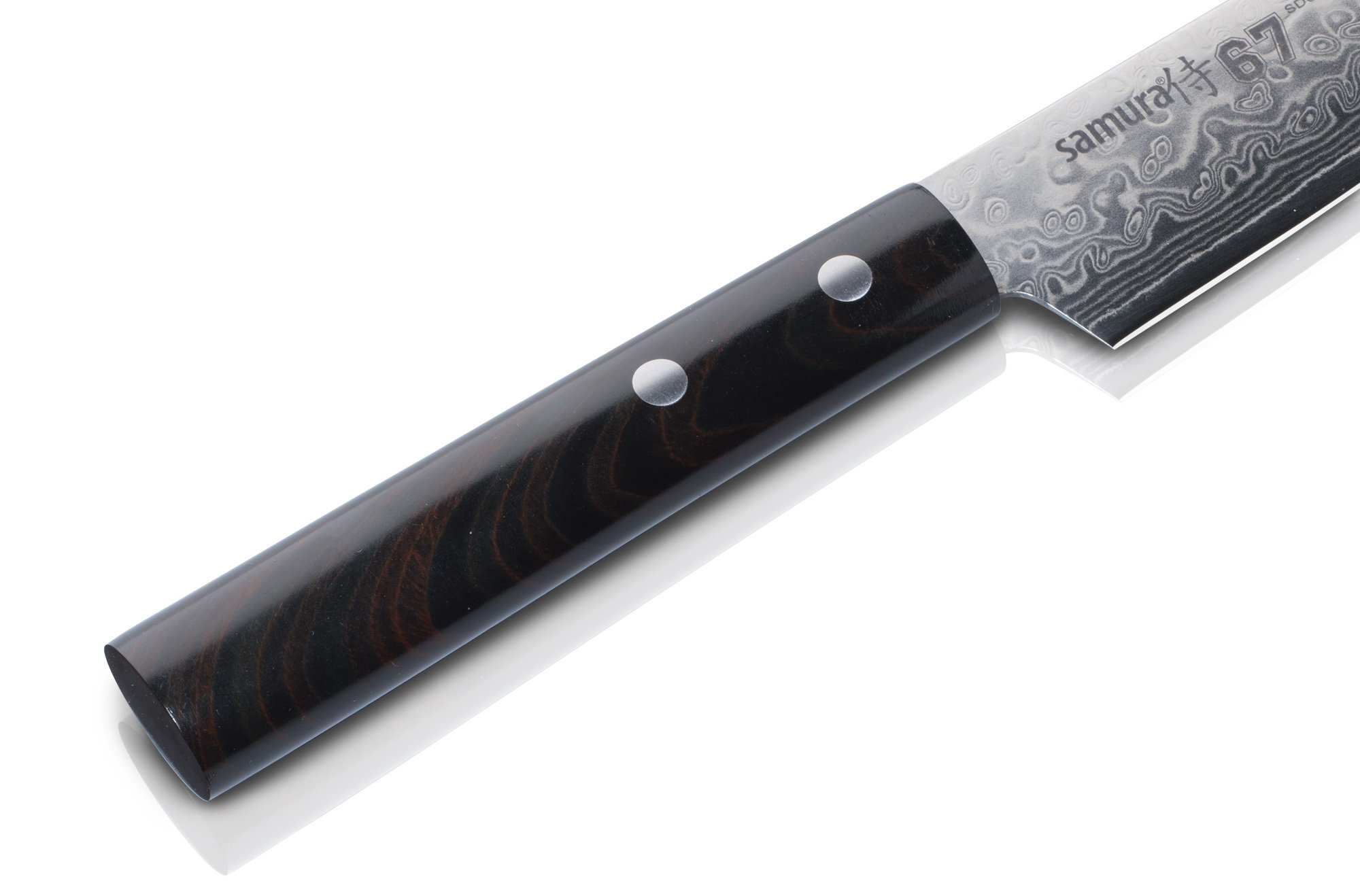 фото Нож кухонный для тонкой нарезки samura 67 damascus - sd67-0045, дамасская сталь, рукоять abs пластик, 195 мм