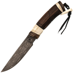 Фото Авторский нож Лёд, сталь мозаичный дамаск, подарочная шкатулка