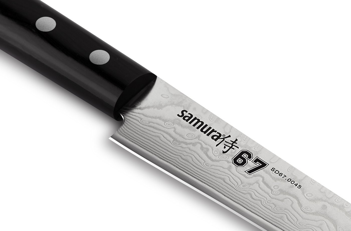 фото Нож кухонный для тонкой нарезки samura 67 damascus - sd67-0045, дамасская сталь, рукоять abs пластик, 195 мм