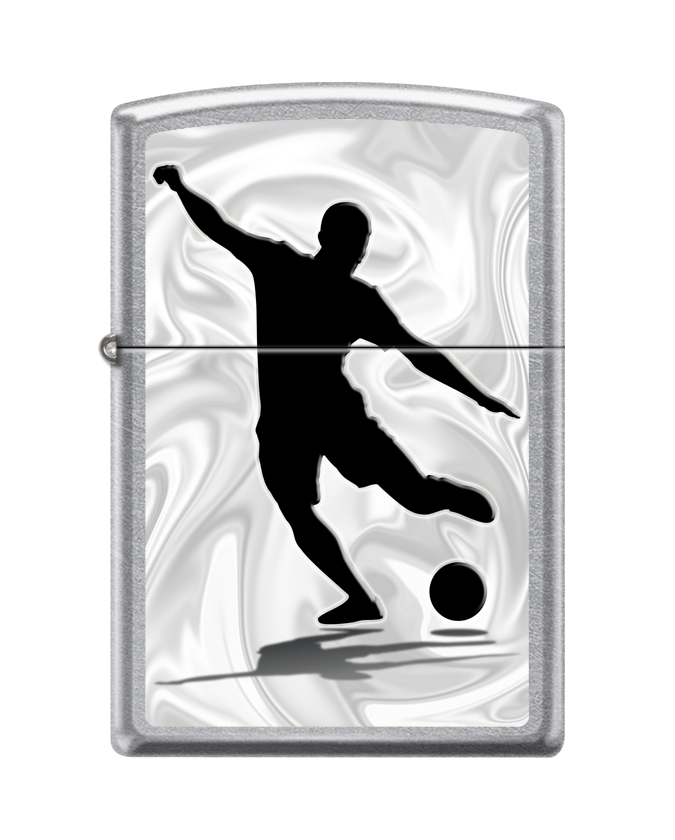 Зажигалка ZIPPO Футболист с покрытием Street Chrome™, латунь/сталь, серебристая, 36x12x56 мм