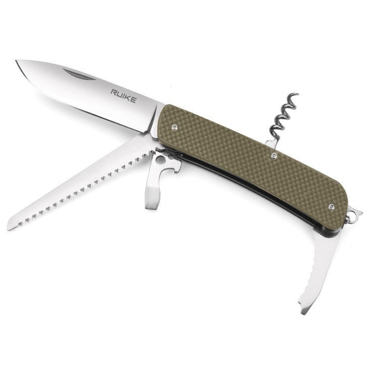 Нож Ruike L32-G, сталь Sandvik 12C27, рукоять G10, зеленый