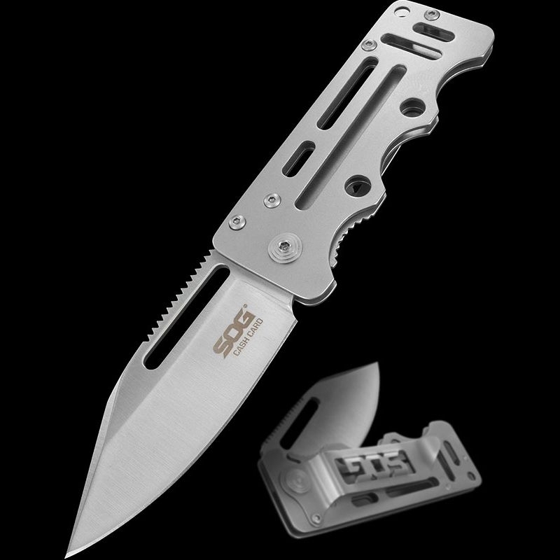 Складной нож Cash Card Money Clip - SOG EZ1, сталь 8Cr13MoV, рукоять нержавеющая сталь, серебристый