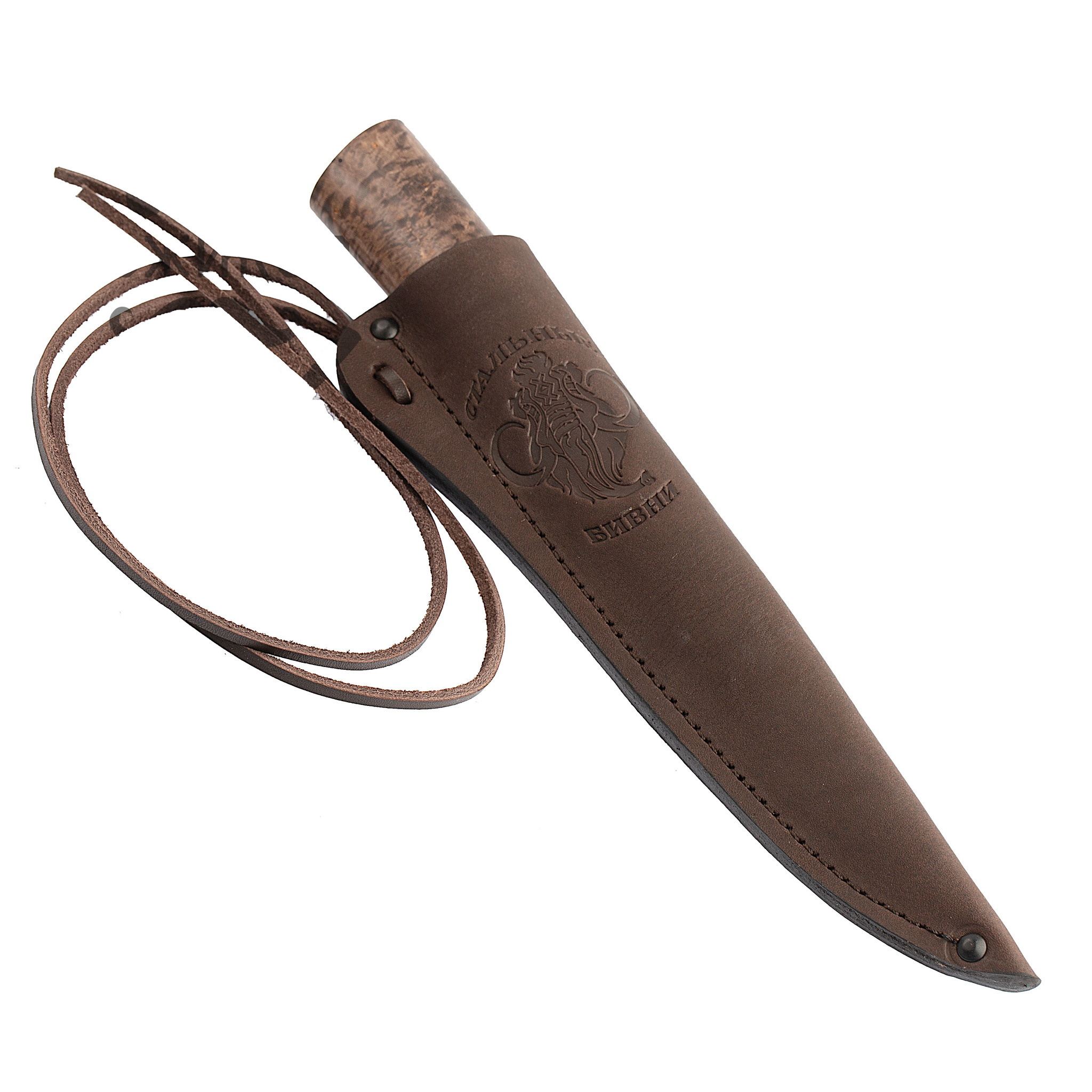 Нож Якутский средний, сталь Х12МФ,коричневая карельская береза, литье от Ножиков