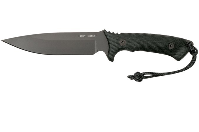 Нож с фиксированным клинком Spartan Blades Harsey Difensa, сталь CPM-S35VN Tungsten DLC, рукоять черная микарта, чехол черный - фото 3