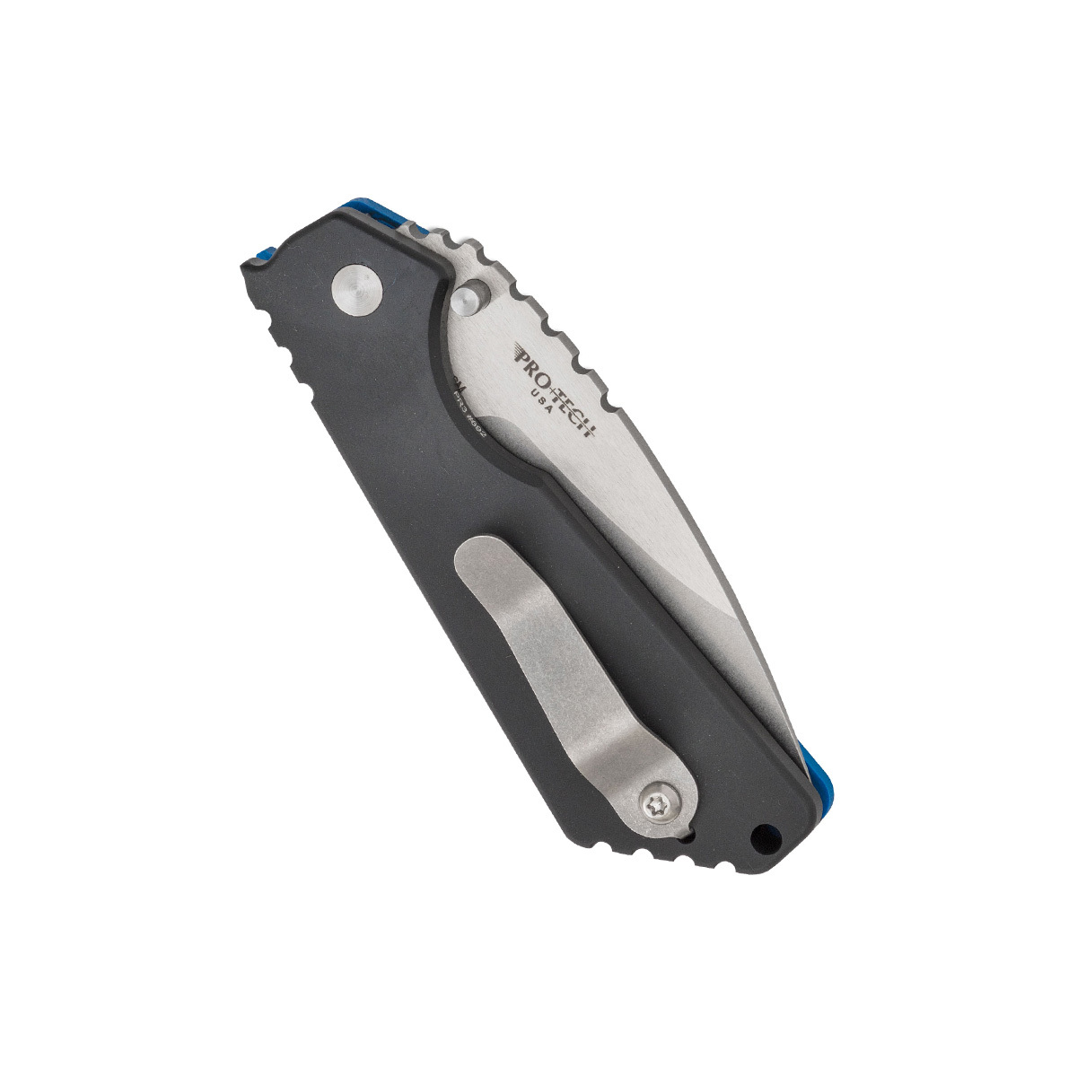 Автоматический складной нож Pro-Tech Strider SnG, сталь дамаск, рукоять синий G10 - фото 2