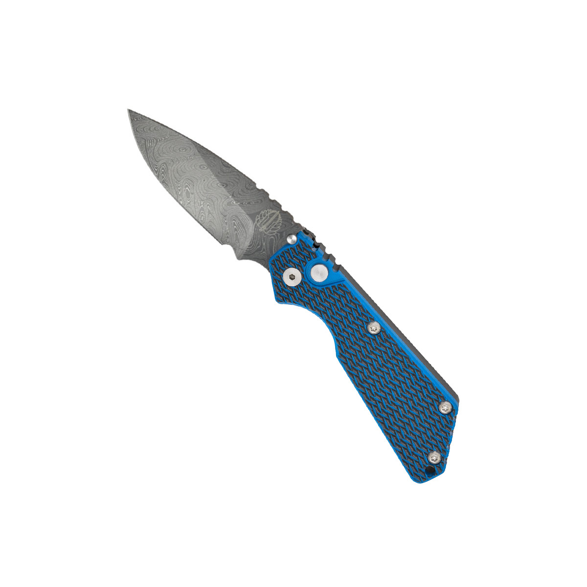 Автоматический складной нож Pro-Tech Strider SnG, сталь дамаск, рукоять синий G10 - фото 1