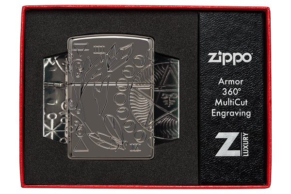 Зажигалка ZIPPO Armor® Wicca Design с покрытием Black Ice®, черная - фото 2