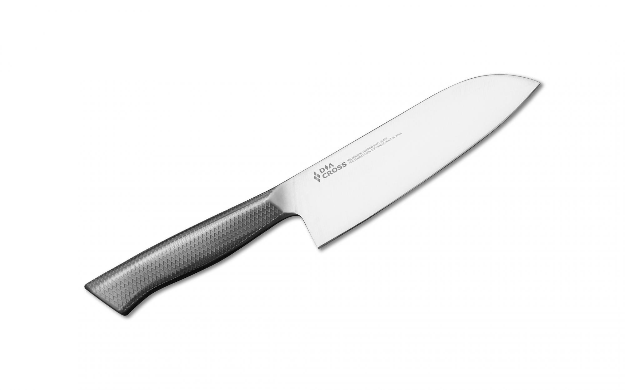фото Нож кухонный сантоку diacross kasumi 14 см, сталь 1.4116, рукоять нержавеющая сталь