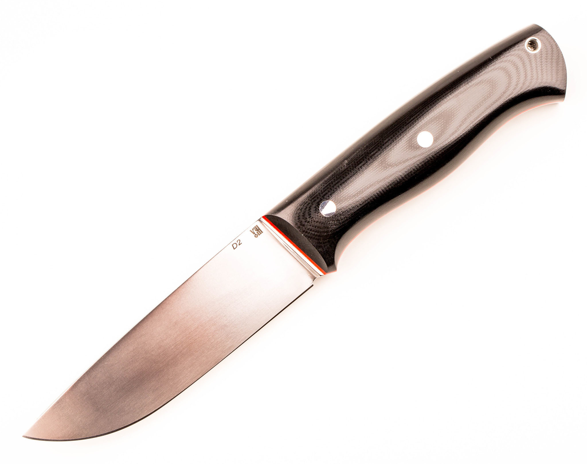 фото Нож цельнометаллический спартак 1, сталь d2, рукоять черная микарта мастерская ульданова