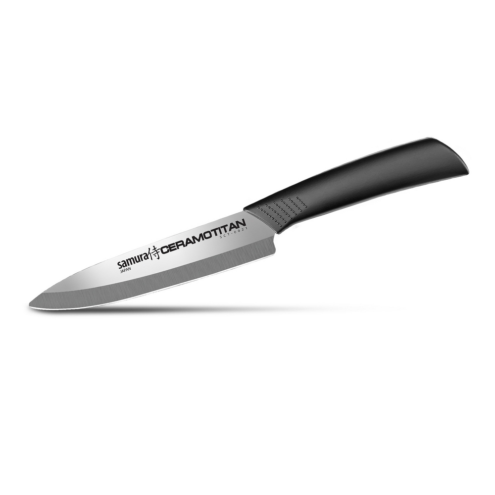 Нож кухонный CERAMOTITAN универсальный 125 мм, черная рукоять (глянцевый)