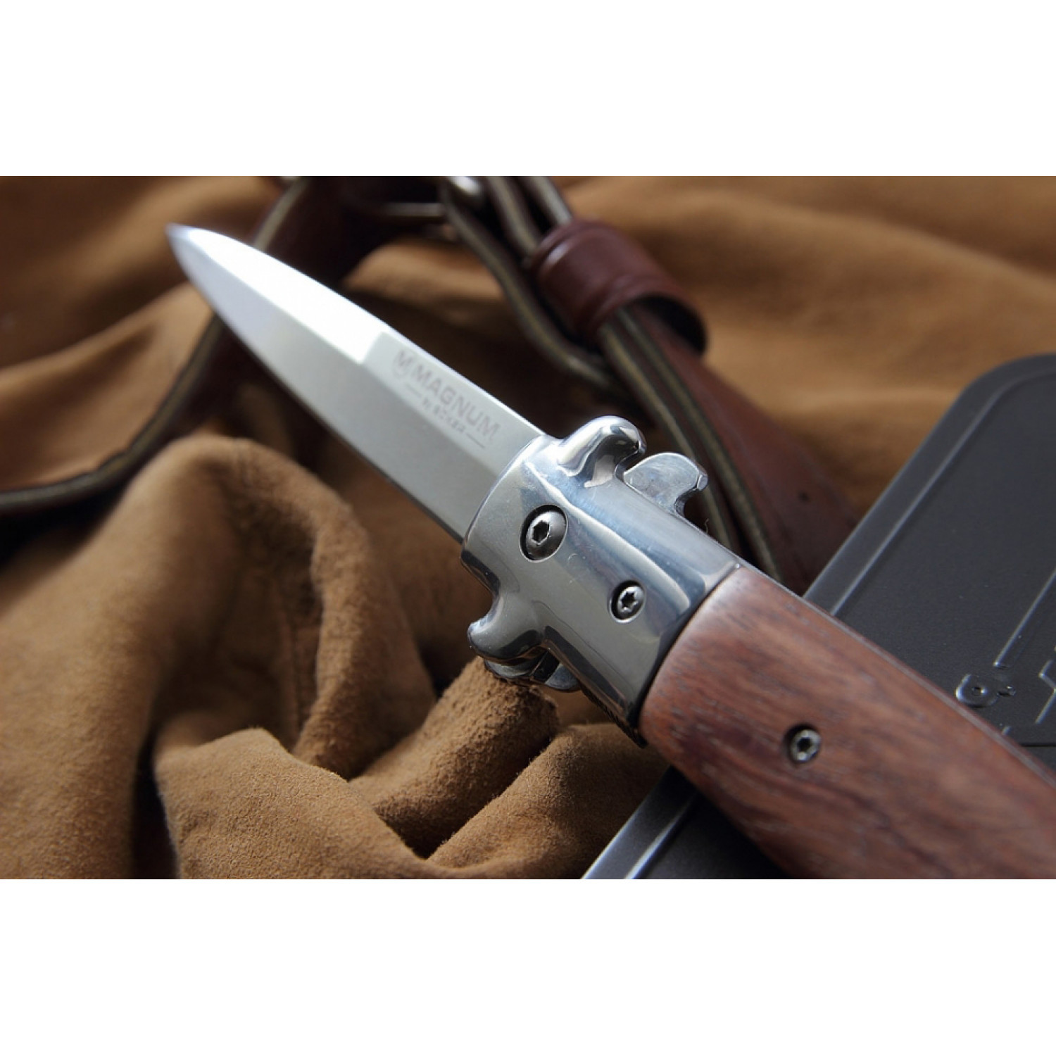 Складной нож Magnum Italian Classic - Boker 01LL310, сталь 440A Polished, рукоять дерево палисандр, коричневый - фото 8