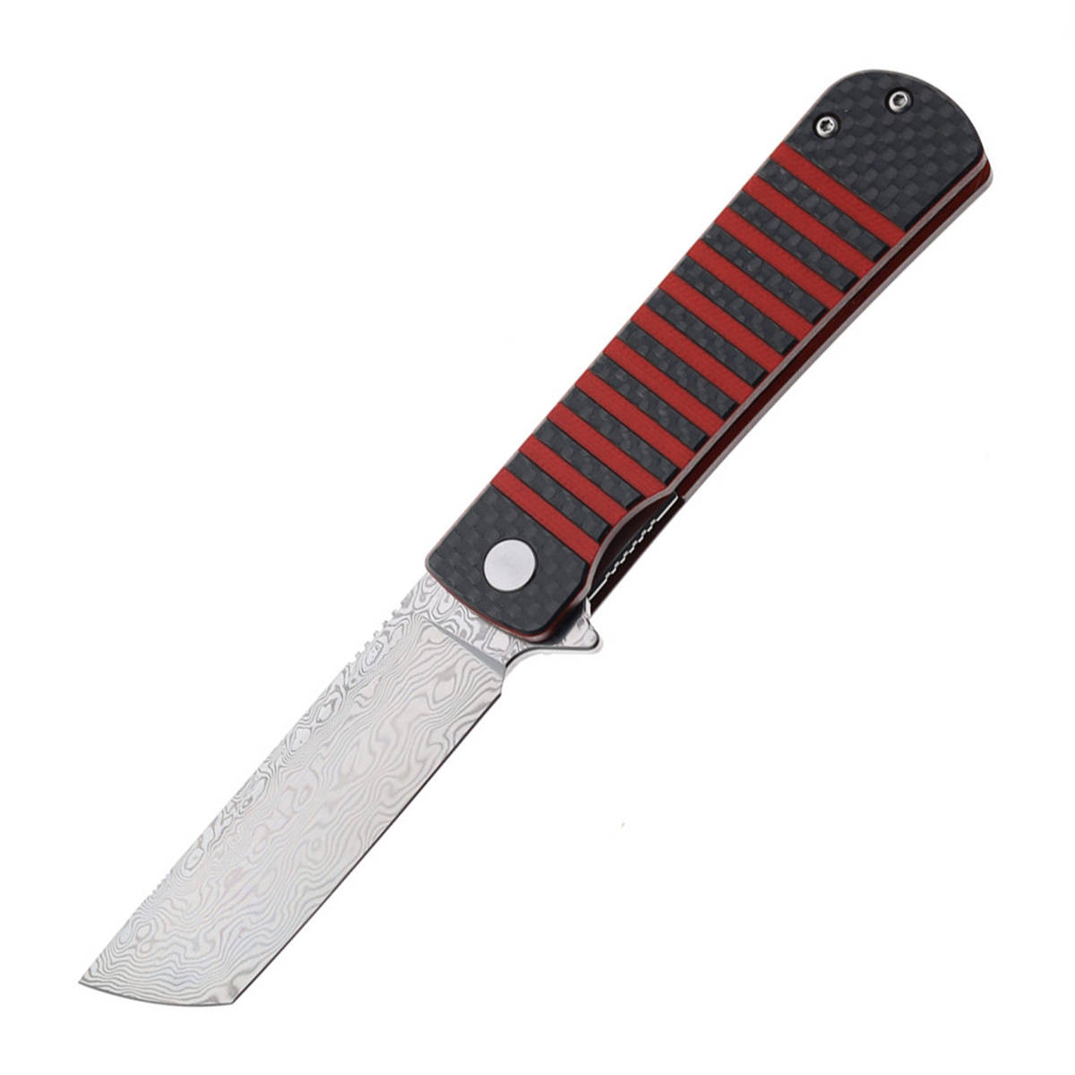 фото Складной нож bestech titan, сталь дамаск, рукоять черно-красная g10/карбон bestech knives