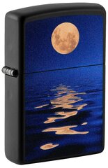 Фото Зажигалка ZIPPO Moon Sunset с покрытием Black Light, латунь/сталь, чёрная, матовая