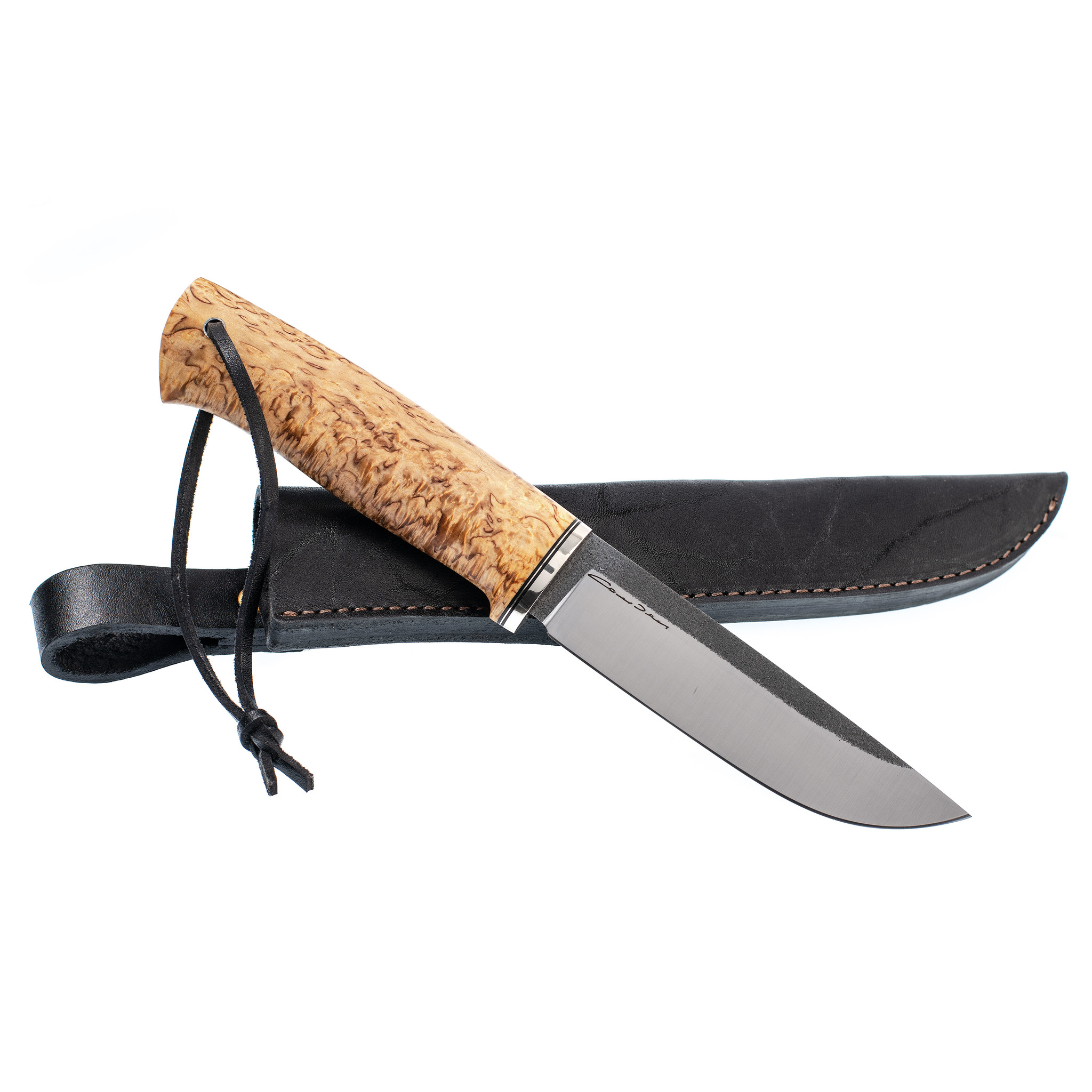 Нож Лиман, клинок S390, рукоять натуральная карельская береза - фото 5