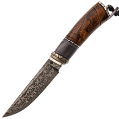 Фото Авторский нож Коршун, сталь мозаичный дамаск, подарочная шкатулка