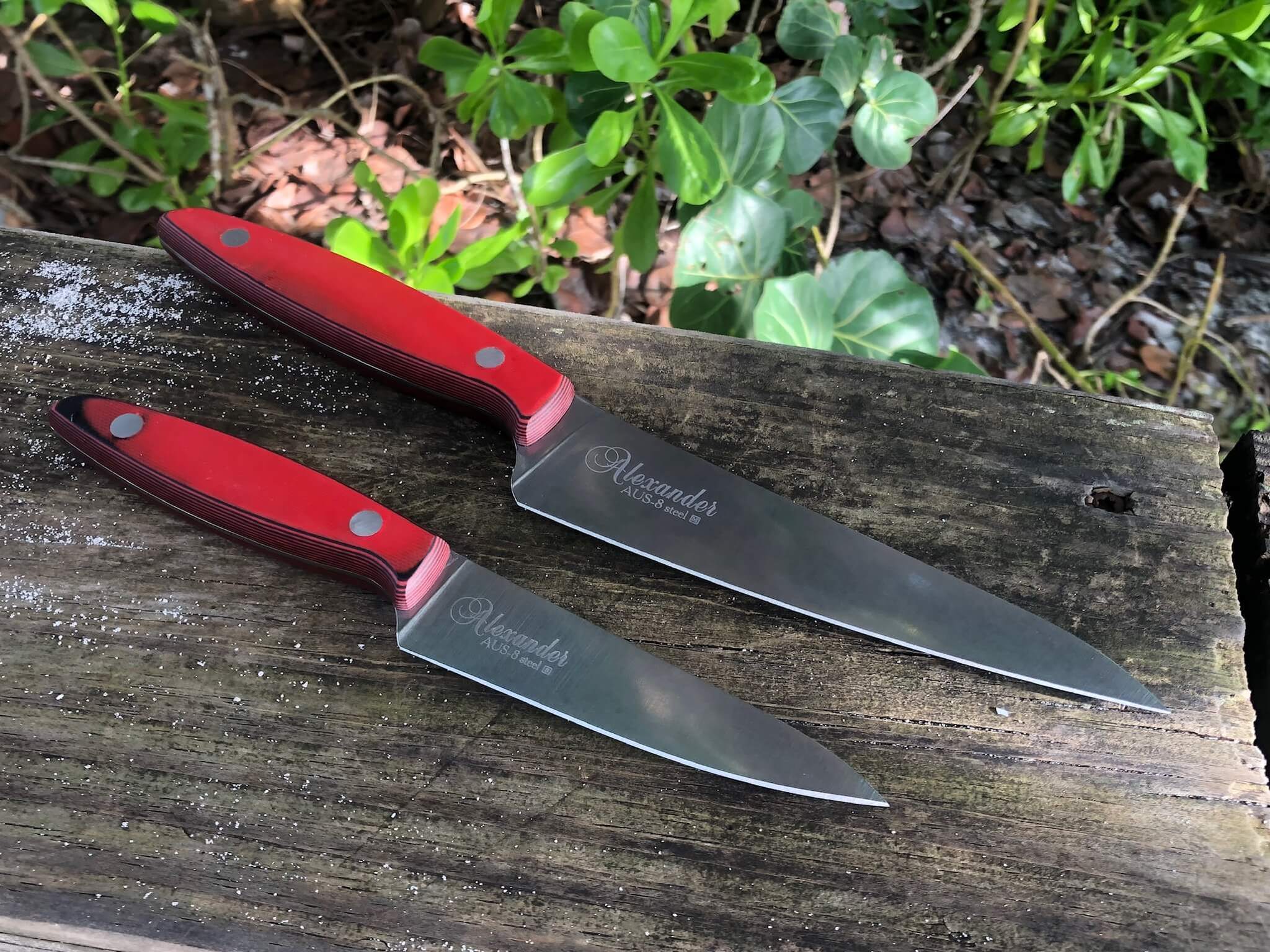 Набор из 2-х кухонных ножей Alexander AUS-8 Satin, Kizlyar Supreme от Ножиков