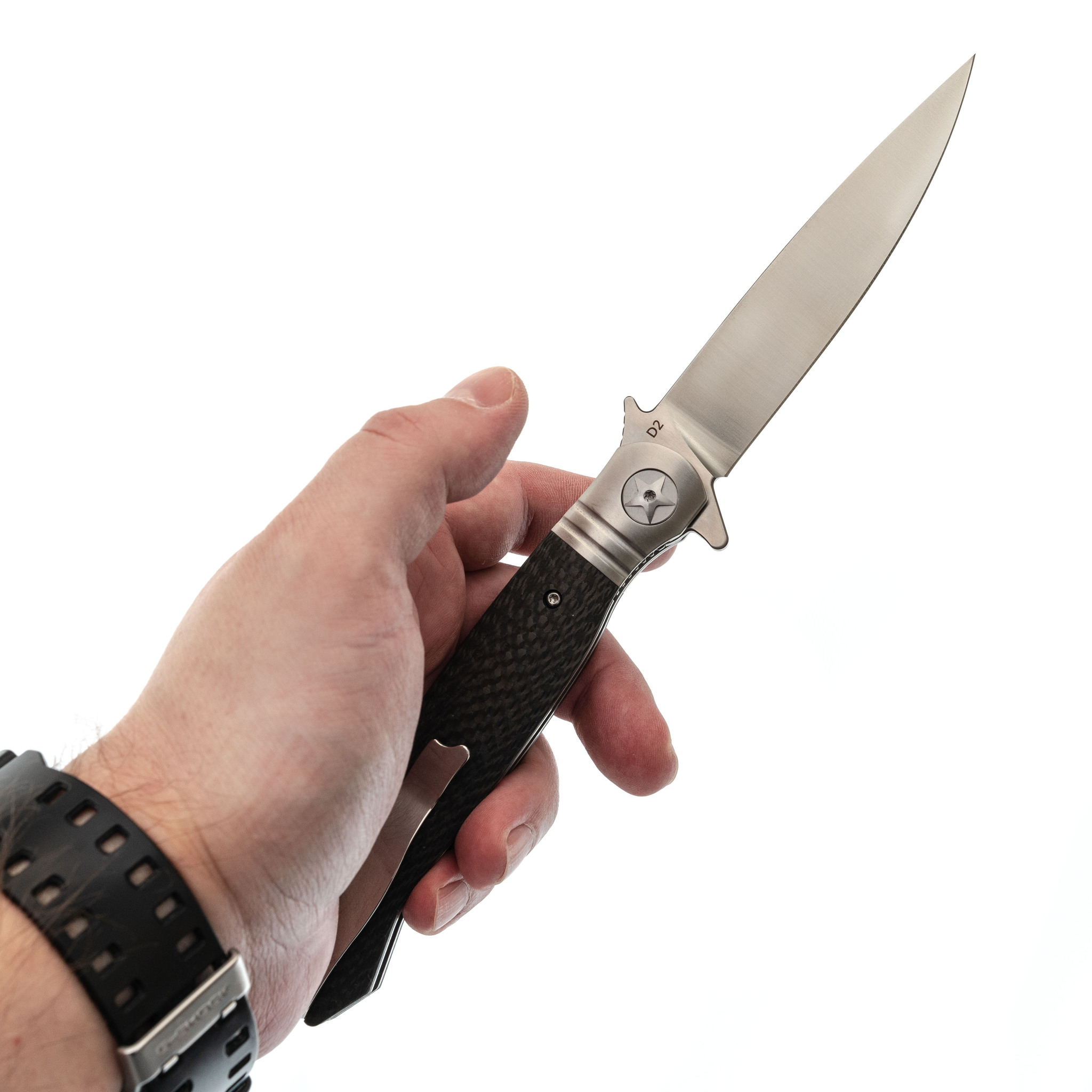 Складной нож НКВД 3-1, сталь D2, рукоять карбон - фото 7