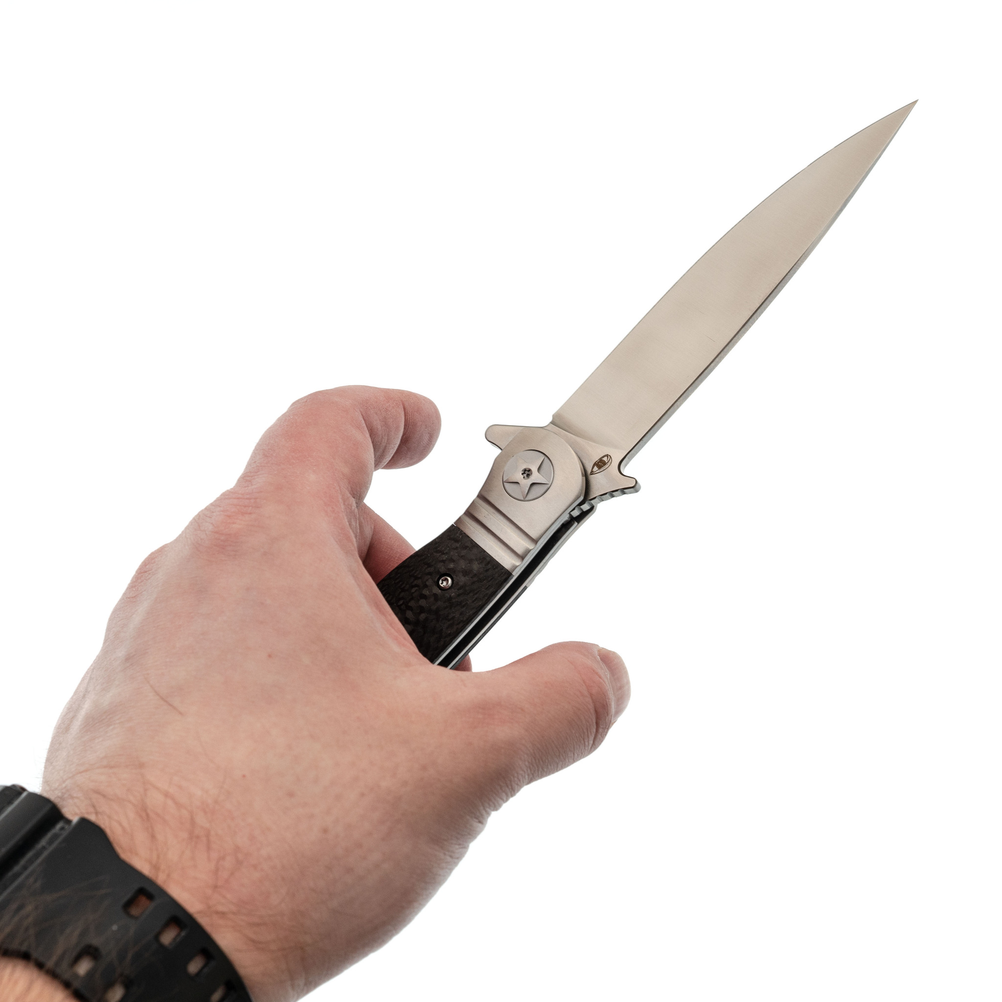Складной нож НКВД 3-1, сталь D2, рукоять карбон - фото 8