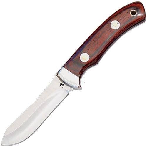 Разделочный шкуросъемный нож с фиксированным клинком Katz Adventure, сталь XT-75, рукоять стабилизированная древесина