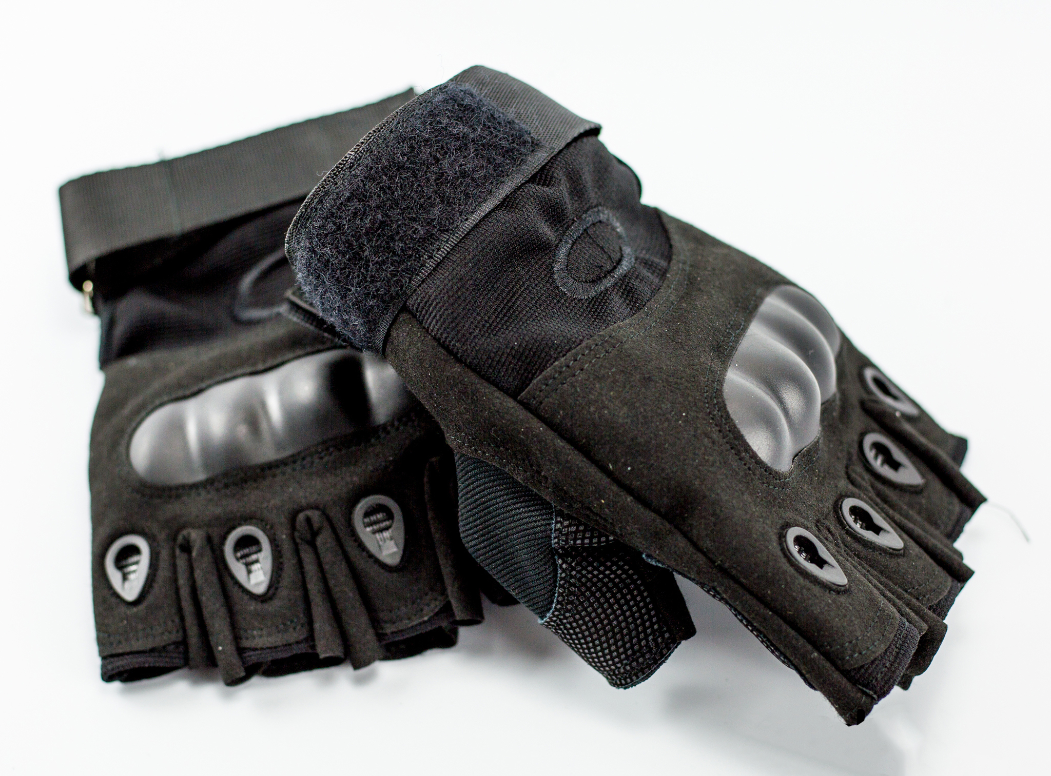 Тактические перчатки без пальцев, черные размер XL - фото 2