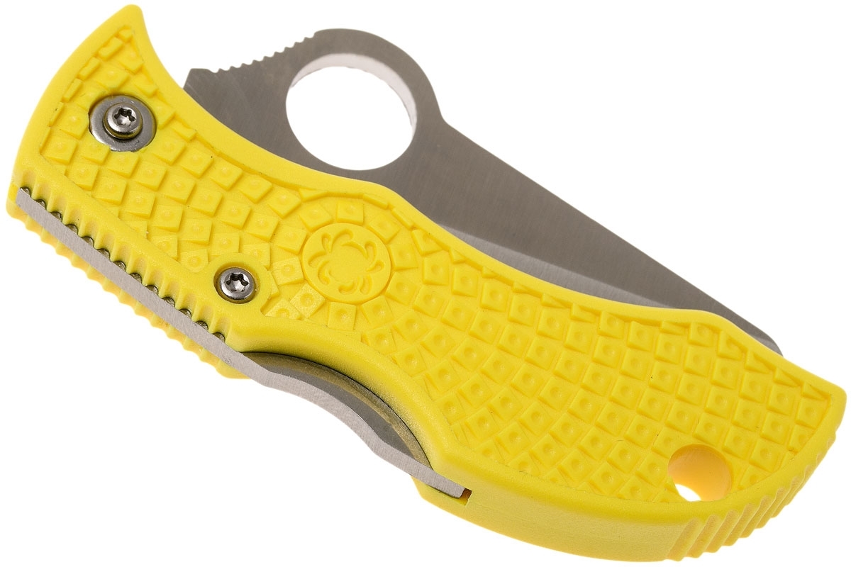 Нож складной ManBug Salt Lightweight Spyderco MYLS, сталь H1 Satin Serrated, рукоять термопластик FRN, жёлтый - фото 10